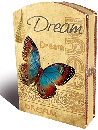 Little Springs PU Leather Keybox With 6 Hooks and Latch Dream Butterfly Design