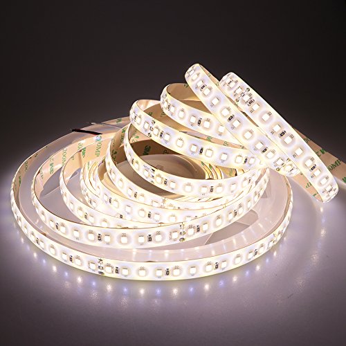 LTRGBW Super Bright étanche IP65 2835 SMD 24V 600leds bicolore double blanc chaud froid Cool température de couleur réglable flexible LED Strips lampe ruban 16,4ft (5m)