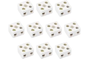 TA-VIGOR 2 Way Ceramics Terminal Blocks, 10A High Temp Porcelain Ceramic Wire Connectors, Insulation Frequency Connector for Electrical Wire Cable 10Pcs