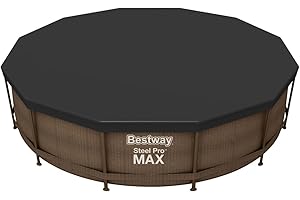BESTWAY Bâche 4 saisons 370 cm pour piscine hors sol ronde diamètre 360 cm ou 366 cm, Noir