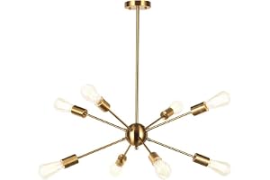 Industriell taklampa Borstad mässing Metall Sputnik Gren Ljuskrona Nordisk Postmodern Stil Taklampor E27 Glödlampa Hänglampa