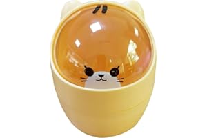 FROTOX Mini pattumiera da ufficio con coperchio, cestino da tavolo portatile, per il trucco, per casa, salotto, cucina, camera da letto, bagno, ufficio, bianco/giallo/grigio scuro