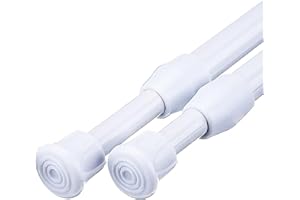 MUHOO Gardinenstange ohne Bohren 2 Stück, Telekopstange Vorhang, Klemmstange Gardinen, Nutzen als Scheibengardinenstange/DIY Regal/Ausziehbare Kleiderstange - Weiß (62-110 cm, Ø14mm)