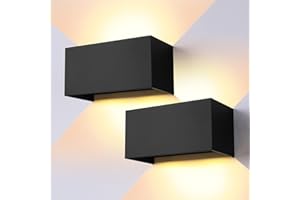 ENCOFT 2 Pezzi 24W Applique da Esterno Interno COB LED Lampada da Esterno a Parete IP65 Impermeabile 3000K in Alluminio Applique da Parete Moderno per Balcone Giardino Nero