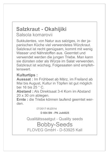 Bobby-Seeds Kräutersamen Salzkraut-Okahijiki Portion - 3