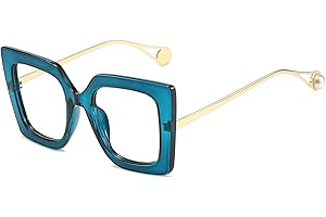 LJCZKA Blaulichtfilter Brille Damen Quadratisch, Blaulicht Brille Vintage Brille Ohne Stärke Damen Groß Katzenaugen Blaue Licht Blockieren Brille für PC, TV and Handy