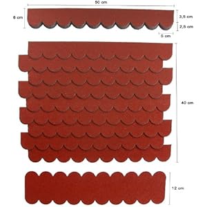 Mini Dachschindeln,Rot,Dachpappe,Vogelhäuser,Kaninchenstall,Holzgestell,Betonsäulenüberdeckung,Sandkastendächer,Hundehütte,Briefkasten,Geräteschuppen