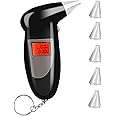 Real Instruments Portable Digital LCD Display Breath Alcohol Tester Alcohol Meter Alcohol Breath Tester Police Breathalyzer Analyser Detector with 5 Mothpiece AT-03
