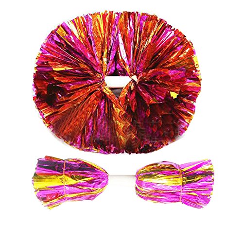 14.96 Inch Team Sports Cheerleading Poms Middle Handle Pompoms 2 PCS-Gold+Rose