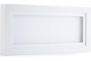 BOLDON FRAMING White 3D 1" Cube Range Deep Box Shadow Frame Memory Box Display Panoramic-14x6"-White Mount