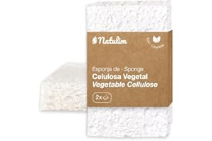 Natulim Set de 2 Esponjas de Celulosa Biodegradables - Eficaz contra Todo Tipo de Manchas, Ecológicas, Zero Waste, Veganas y Cruelty Free - Ropa Limpia y Suave sin ensuciar el Planeta - Made in Spain