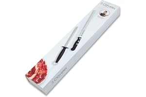 3 Claveles 00966 - Ensemble de couteaux à trancher à lame Creuse avec Fusil à Aiguiser, 29 cm, Noir