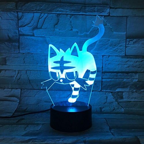 New 3D Cat Night Light Illusion Lamp 7 Color Change LED Touch USB Table Gift Kids Toys Decor Decorations Christmas Valentines Gift