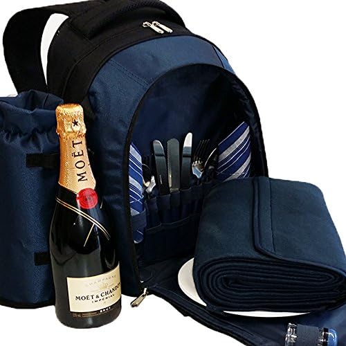 Deluxe Picnic Backpack Set For 2, 1 Picnic Rug.