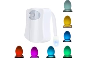 Demoyaya WC-Lichter im Inneren, WC-Sensor, WC-Licht, Batterie, Toilettenschüssel-Nachtlicht mit 8 Farbwechsel, Sensor-LED-Waschraum-Nachtlicht passt auf jede Toilette (8 Color)