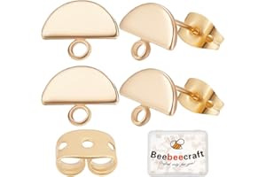 Beebeecraft 1 Scatola 20 Pezzi Placcati in Oro 18K Risultati per Orecchini A Semicerchio Perni con Passante e 20 Pezzi Posteriori per Orecchini per La Realizzazione di Fai da Te