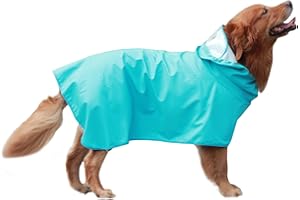 Hykiee Imperméable pour Chien, Manteau Chien Imperméable, Vetement Chien Respirant, Legere et Ajustable avec Capuche et Protection du Ventre pour Petits Chiens Moyens et Grands (XX-Large, Bleu)