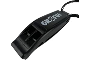 gr8ful® Emergency Sports Whistle for Adults & Kids | Ideal for Fell Running, Orienteering, Boy Scout, Hiking, Survival/Explorer & D of E Expedition | with Lanyard, made from Plastic, Black