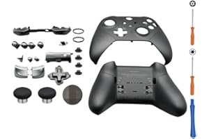 Hzxkqmil Coque de Remplacement Kit de Boîtier Avant/Arrière pour Xbox Manette Elite Series 2 - Noir, Inclus D-Pad Joysticks LB RB Bouton Gâchette ABXY Boutons Accessoires