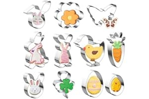 ZesNice 11 pcs Easter Biscuit Cutters Stainless Steel Cookie Cutters Biscuit Cutter Cookie Cutter Biscuit Stamp Fondant for Easter Cookies Egg Rabbit Chick