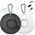 REVHQ 2 Pack Ultrasonic Pest Repeller, Portable Insect Control Electronic Anti Mosquito Device, Outdoor Mosquitoes Repeller USB Charging with Hanging Hook(Black+White)