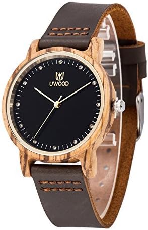 MUJUZE Mens Wooden Watch-Womens Wood Watches-Handmade Leather Band-Casual Business Sport Style-Japanese Quartz Movement-Lightweight Watch