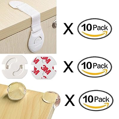VOOA Kit Securite Enfant, 30 Pièces Sécurité Bébé Maison (10 pcs coin protection table + 10 pcs bébé enfant sécurité serrures + 10 pcs cache-prises) Protection pour Bebe et Sécurité Domestique VOOA