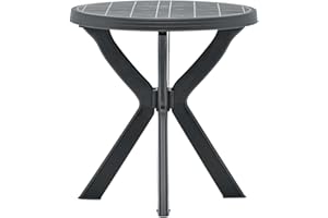 vidaXL - Weather Resistant Bistro Table Anthracite - Plastic Round Garden Table for Patio, Deck and Outdoor Spaces, Easy to Move—70 cm Diameter