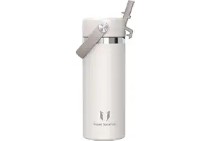 Sparrow Botella Agua Acero Inoxidable Niños 500ml Botella Termica Pajita | Cantimplora Antifugas Hermética, sin BPA, Apta Lavavajillas, Frío y Caliente, Deporte Gimnasio Escuela, SwivelSip Tapón Flex