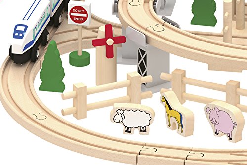 Leomark Deluxe Wooden Train Set 130pcs Railway track Magnetic Train Car Model Kids Childrens Play Set