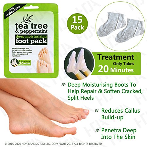 Deep Cleansing & Moisturising Foot Pack- Removes Calluses & Dead Skin Cells- Intensive Care For Feet - Tea Tree & Peppermint (15)