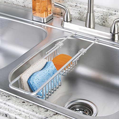 mDesign Rustproof Aluminum Over-the-Sink Sponge/Scrubber Caddy – Silver by MetroDecor - 3