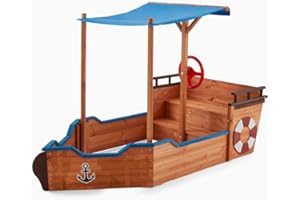 HOME DELUXE bac à sable 'MATSCHEKISTE' 160 x 78 x 103 cm I bac à Sable pour Le Jardin, Bac à Sable en bois, bac à Sable Enfant en Bois , avec bâche de Protection, système de construction simple en