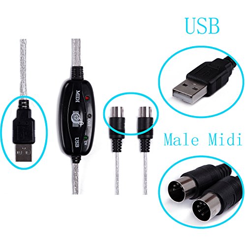 SODIAL(Wz.) USB MIDI Kabel Konverter PC zu Musik Tastatur Windows Win Vista XP, Mac OS - 3
