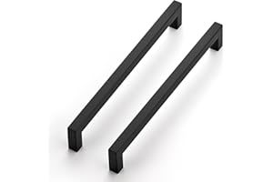 Ravinte 20 Pack Kitchen Door Handles - Black 224mm Square Bar Handles for Cupboards, Cabinets, Wardrobes, Drawers - UKFX224HS20