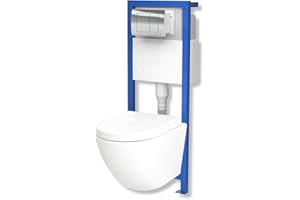 Domino Lavita Vorwandelement inkl. Drückerplatte + Wand WC SOGO ohne Spülrand + WC-Sitz mit Soft-Close-Absenkautomatik (Drückerplatte QC)