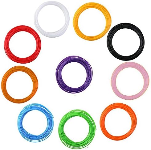 3D Pen Filament Refills 10 Piece Kit,1.75mm High grade PLA Filament Bundle,10 Different Colors in 33 Feet Lengths,suitable for 3d Printer Pen Printer