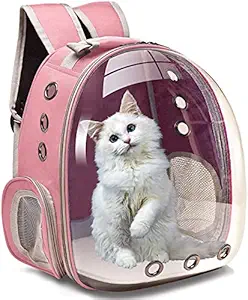 Woofy Pet Transparent Cat Carrier Backpack Puppy Kitty Breathable Carriers for Travel Capsule Backpack (Color May Vary),PINK(bag)