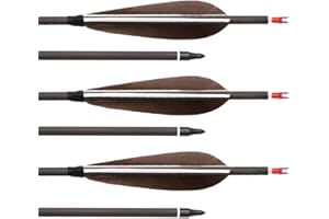 ACCMOS 6 pcs 24-32 inch Hunting Arrows Spine 250 300 340 400 500 600 700 800 ID 6.2 mm Pure Carbon Arrow 5 Inch Turkey Feather, for Recurve Bow Compound Bow Archery