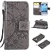 Produktbild Galaxy S4 Mini Hülle,Samsung Galaxy S4 Mini I9190 i9195 (4,3 Zoll) Case,Carols Schneeflocke Muster Prägemuster Design Folio Cover Wallet im Bookstyle mit Standfunktion Karteneinschub und Magnetverschluß Etui für Samsung Galaxy S4 Mini I9190 i9195 (4,3 Zoll) - Grau