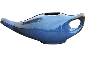 ANCIENTIMPEX Ancient Impex Porcelain Ceramic Neti Pot with 5 Sachets of Neti Salt | Natural Sinus & Allergy Relief | Ayurvedic Nasal Cleansing Pot for Daily Nasal Wash – Elegant Blue Gradient Design