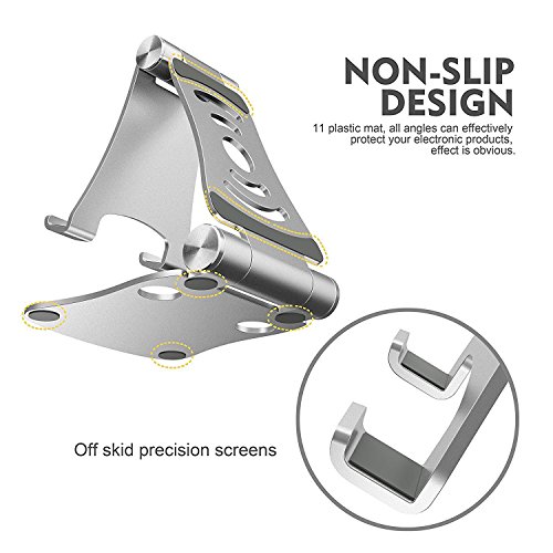 Faltbar Tablet Ständer Multi-Winkel ZEIGER einstellbar Handy Halter für 4-13″ Tablet iPad Air 2 3 4 Pro mini,iPhone,macbook,kindle Samsung Tab mini Aluminium Reise Tablet Ständer Tischplattenhalter Tisch Halterung Silber 2.0 Y192S - 7