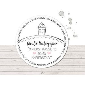 Adressaufkleber • Doodle Haus • 24/120/240 Stück (A80) Sticker - kunterbunte Aufkleber vom Papierbuedchen