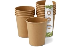 GREENBOX Vasos desechables biodegradables, de papel, con revestimiento de PLA, 50 unidades, marrón, sin teñir, 200 ml