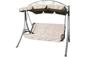 GARDEN MARKET PLACE Chatsworth Luxury Heavy Duty Garden 3 Seater Swing Seat Hammock Complete with Thick Cushion- NOW REDUCED-HC2007