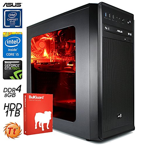 SNOGARD Quad! Gamer PC | i5-6500 | 8GB DDR4 | 1TB HDD | 4GB GTX1050Ti OC HDMI/DVI/VGA mit DirectX12 Technology | USB3 | Gaming Mainboard | 22x Dual Layer DVD-Brenner | 7+ USB-Anschlüsse | Windows 10 Professional 64