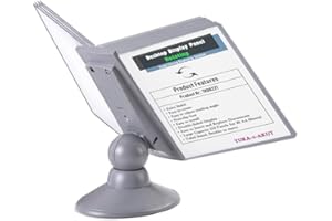 ‎TUKA-I-AKUT TUKA-i-AKUT Tisch-Sichttafel Aufsteller 360° Drehbar und Neigungswinkel Verstellbar, 10 Sichttafeln DIN A4 Desktop Sichttafel System, Sichttafel - Tischständer mit 10 Klapprahmen, Grau, TKD8221 Grey