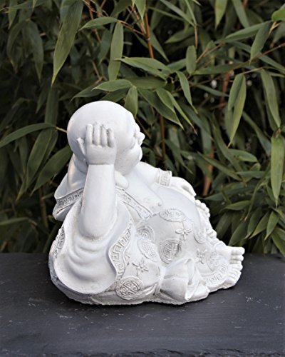 Steinfigur Buddha – Antik-Weiss, Garten, Deko, Figur, Stein, Statue, Frostsicher - 4