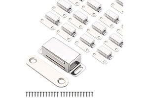 Mousike Imanes magnéticos para puerta de armario,puerta de acero inoxidable, para cocina, baño, armario, clóset, cierre de puerta de gabinete o cajón(15 piezas en plata)