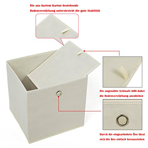 Songmics 4 Stück faltbare aufbewahrungsbox faltbox mit Fingerloch 30 x 30 x 30 cm beige RFB02M-2 - 4